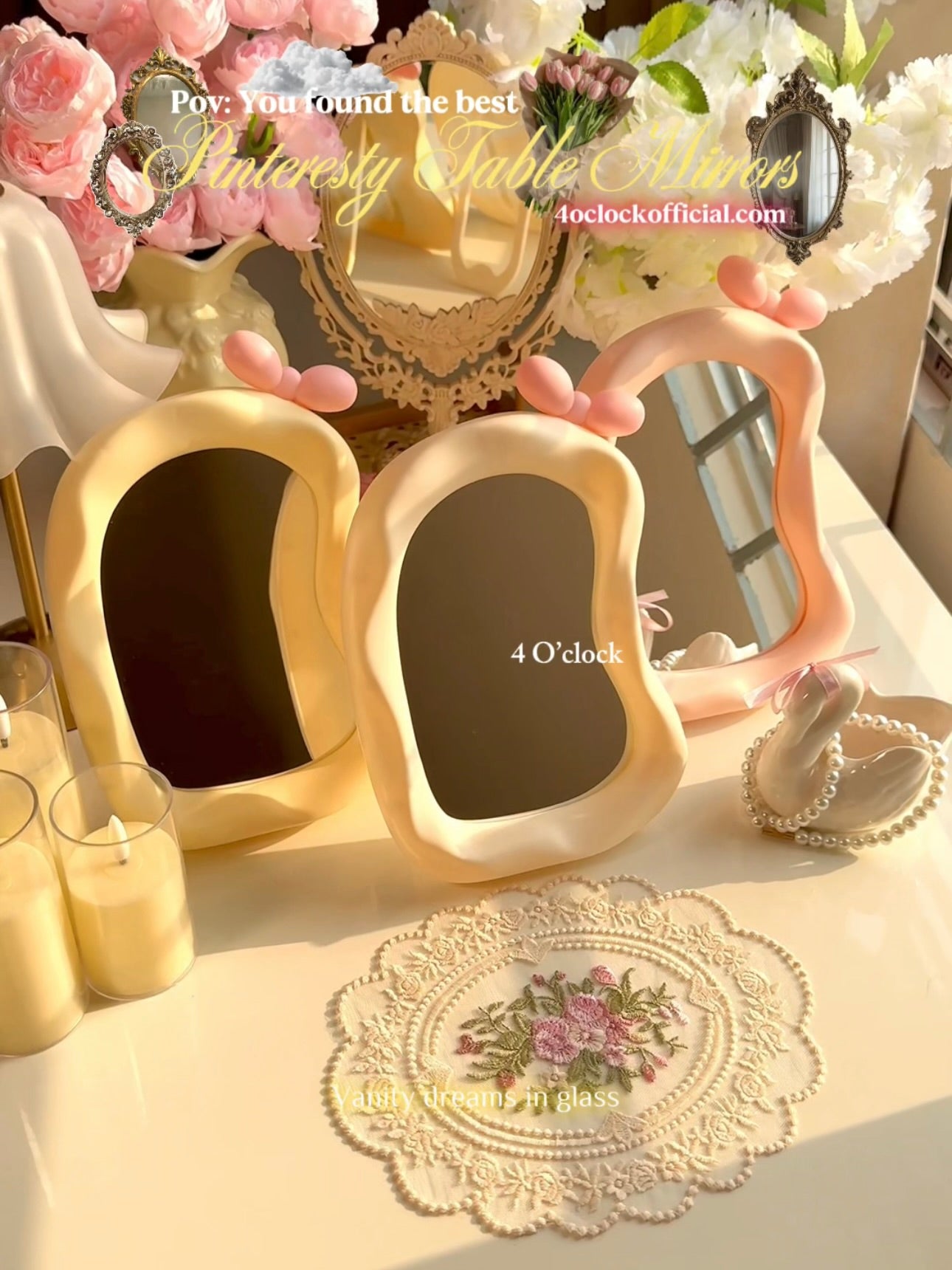 M19: Irregular Shaped Bow Mirror: Off-white