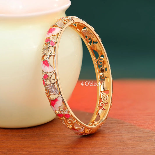 ✨🏰VC63: Cloisonné Vintage Victorian Bangles : Red & Pink 🌸🕯️