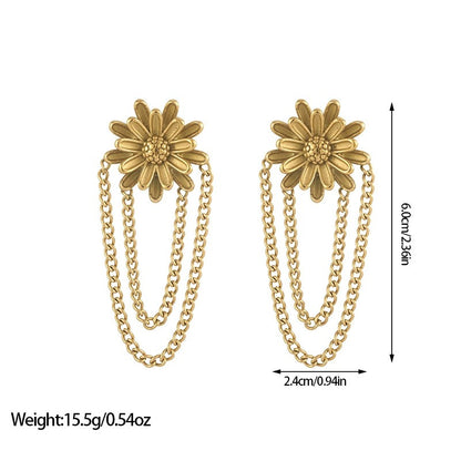 GE31: Stainless Steel Tassel Earrings: Red Heart