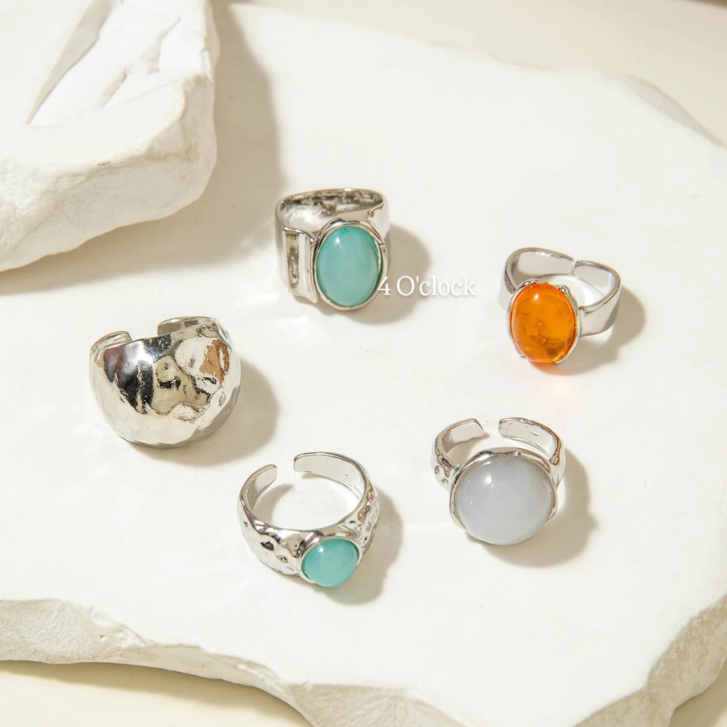 ✨RS76: Maximalistic Finger Ring Sets (Silver) - 5pcs (Full set adjustable)