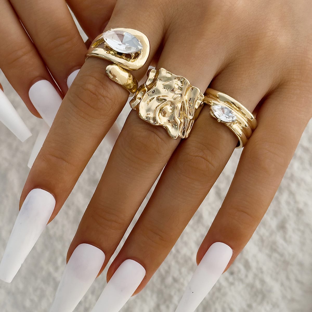RS06: Maximalistic Finger Ring Sets (golden) - 3pcs
