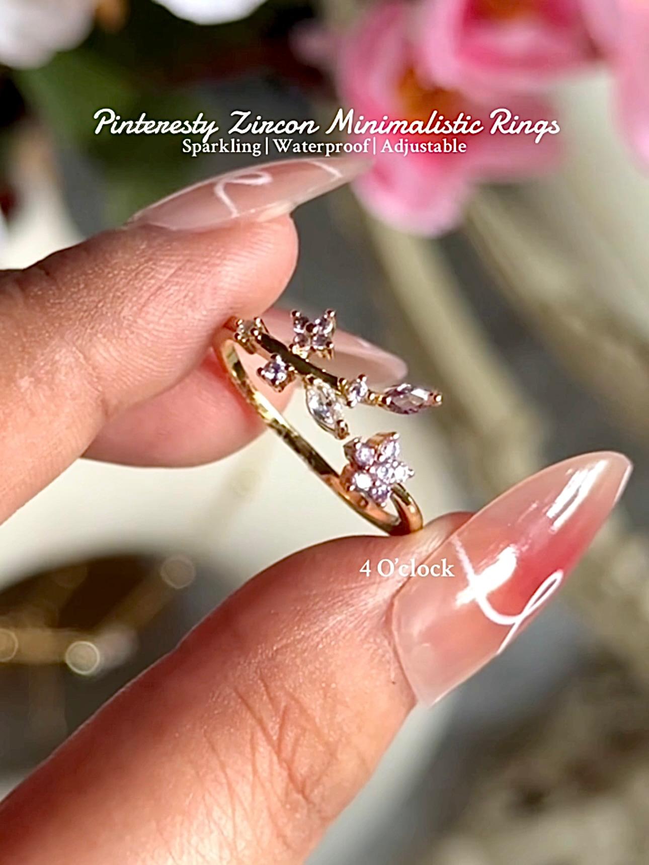 R37: Stainless Steel Zircon Minimalistic Finger Ring: Lavender Bloom (1pc) (With box)✨