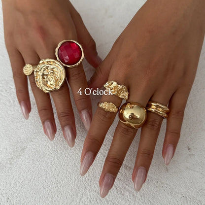 ✨RS113: Maximalistic Finger Ring Sets (Golden) - 7pcs (Adjustable-Non adjustable mixed sizes)