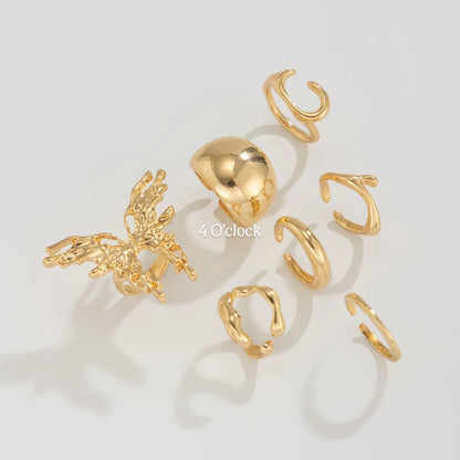 ✨RS111: Maximalistic Finger Ring Sets (Golden) - 6pcs (Adjustable-Non adjustable mixed sizes)