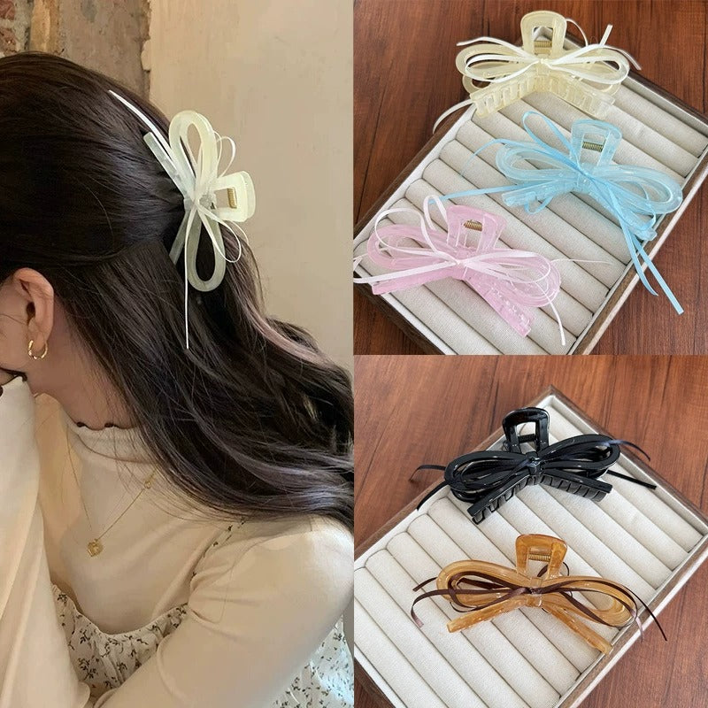 Dainty Ribbon Hairclaws: Black