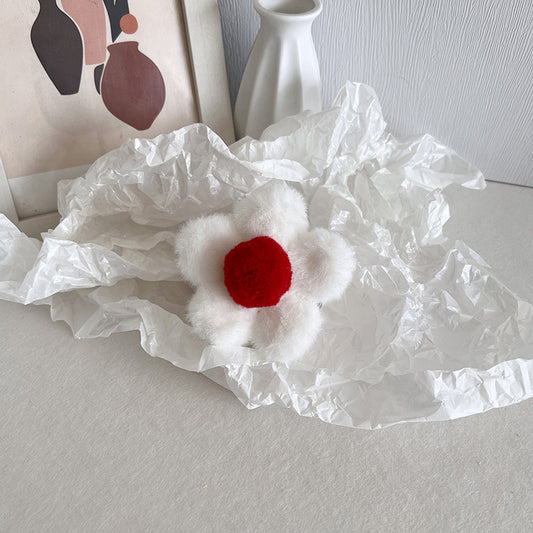 Plushy Flower Hairclaws: White
