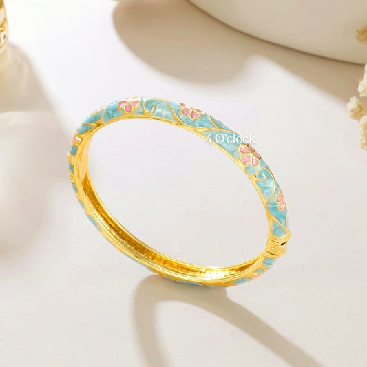 ✨🦢VC131: Vintage Victorian Enamel Bangles : Sapphire Forest 🌸🕯️