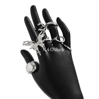 ✨RS112: Maximalistic Finger Ring Sets (Silver) - 6pcs (Adjustable-Non adjustable mixed sizes)
