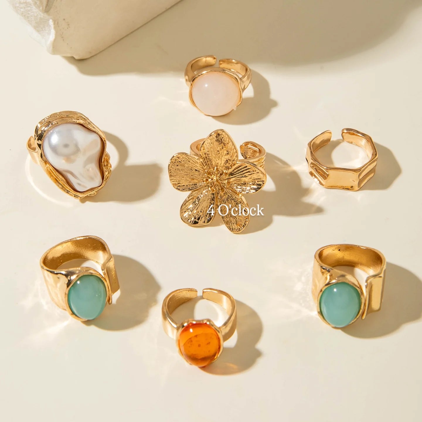 ✨RS79: Maximalistic Finger Ring Sets (Golden) - 7pcs (Full set adjustable)