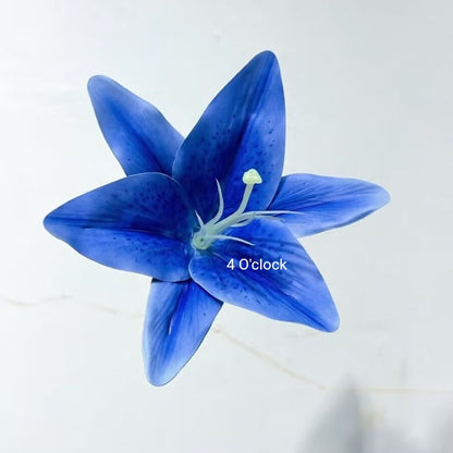 Artificial Lily Side Hair Clip: Blue