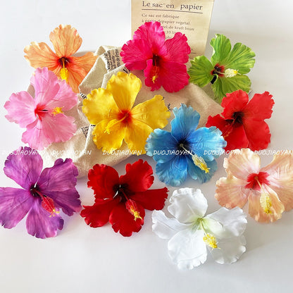 Hibiscus Flower Side Hair Clip: Champagne