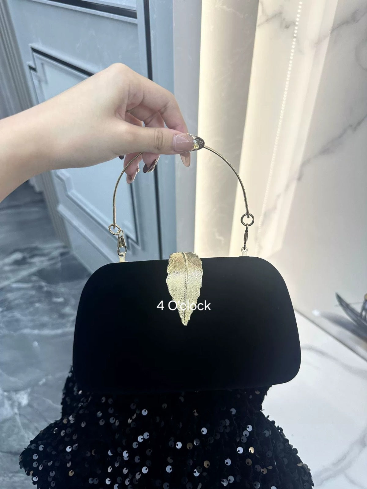 Velvet Leaf Clutch: Black