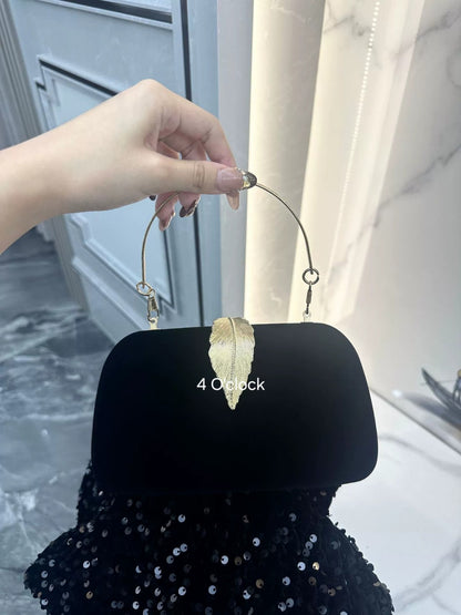 Velvet Leaf Clutch: Black