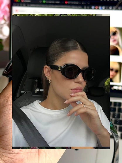 S12: Pinteresty High-End Brand Dupe Round Sunglasses - Black (with box)