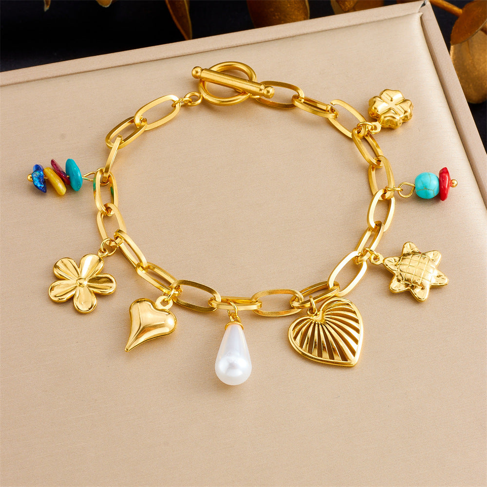 BN02: 18K Gold Plated Premium Stainless Steel Charm Bracelet