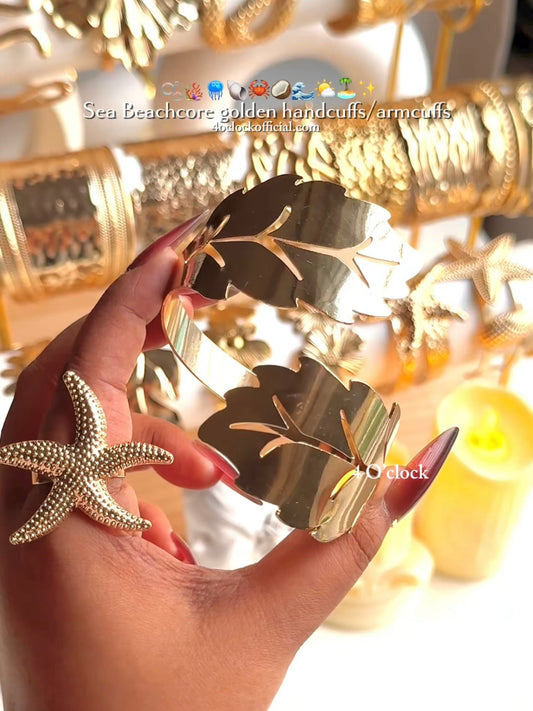 ✨HC130: Handcuff for Stack: Golden Leaf Bracelet✨