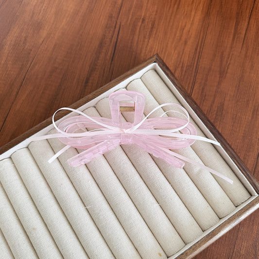 Dainty Ribbon Hairclaws: Pink