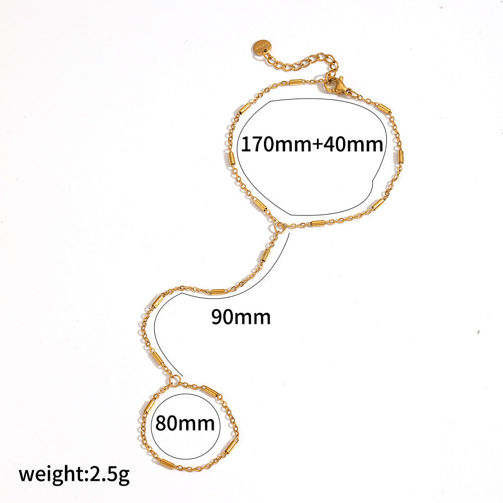 RB12: Stainless Steel Zircon Handchain: Golden Block