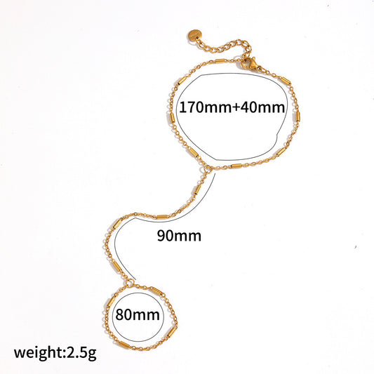 RB12: Stainless Steel Zircon Handchain: Golden Block