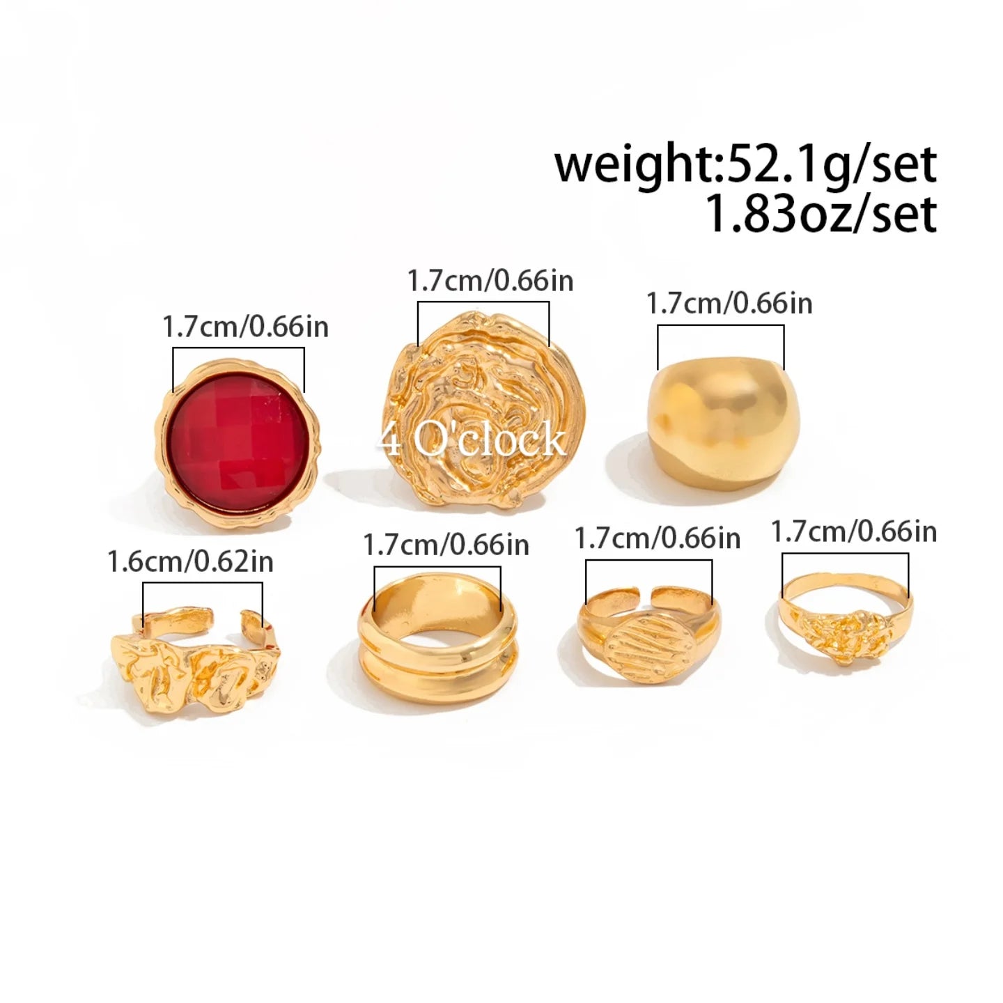 ✨RS113: Maximalistic Finger Ring Sets (Golden) - 7pcs (Adjustable-Non adjustable mixed sizes)