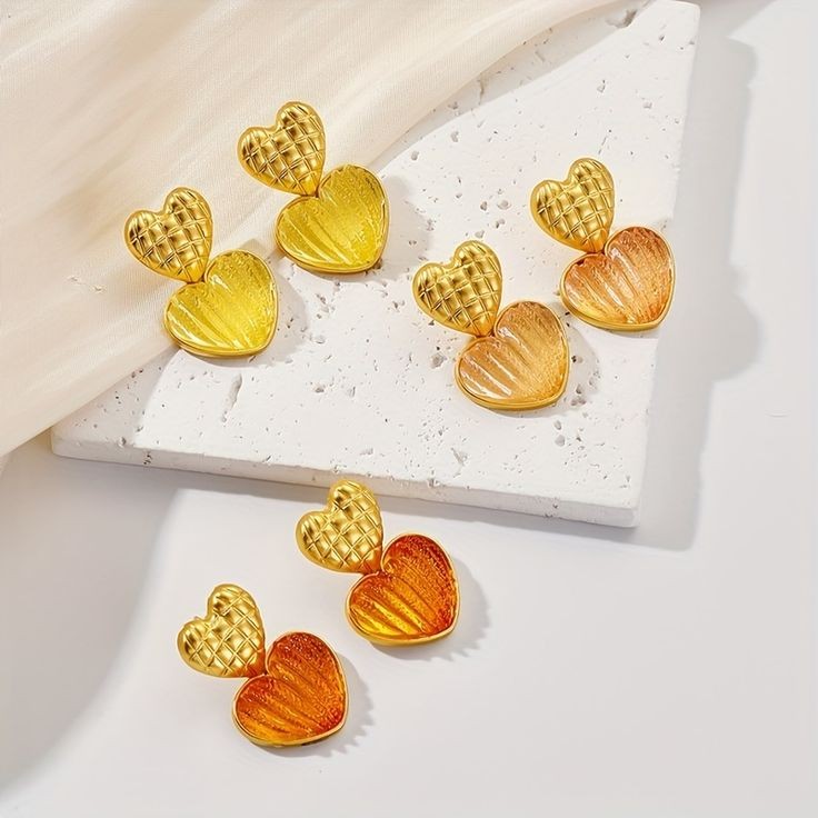 Vintage Earrings: Orange Heart