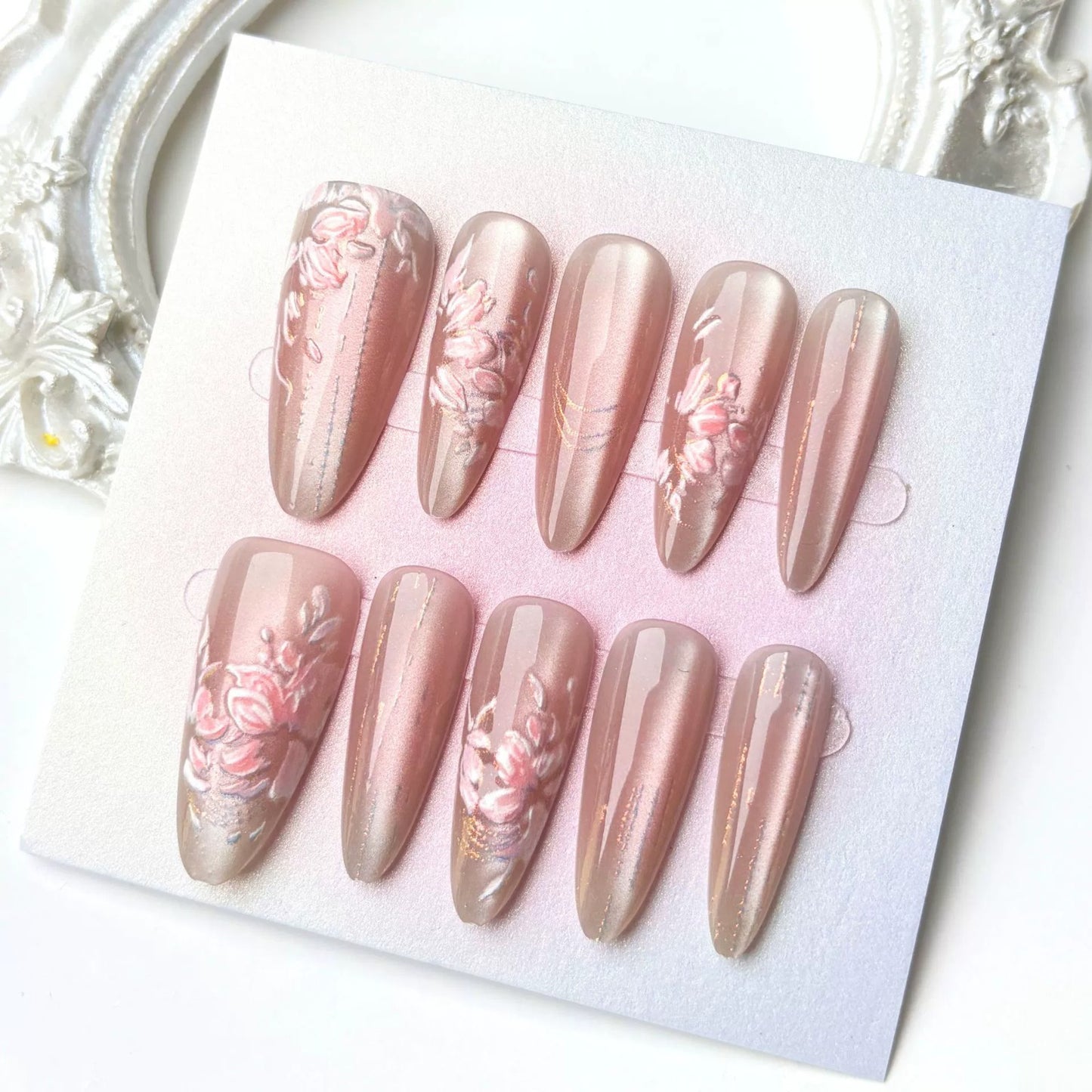 N31: Press On Nails: Velvet Luxe. Size XS (10 Pcs) - With 12pcs FREE glue stickers.