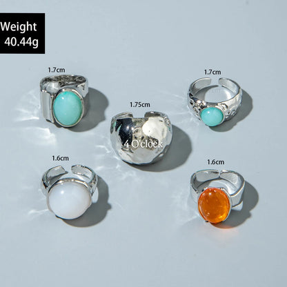 ✨RS76: Maximalistic Finger Ring Sets (Silver) - 5pcs (Full set adjustable)