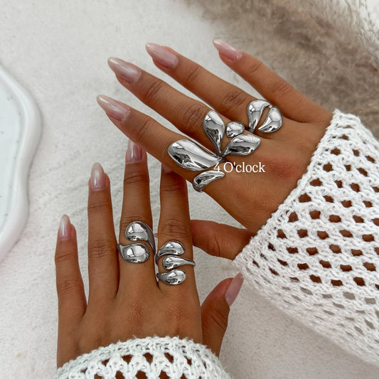 ✨RS104: Maximalistic Finger Ring Sets (Silver) - 5pcs (Full set adjustable)
