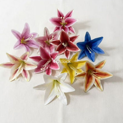 Artificial Lily Side Hair Clip: Pink & White