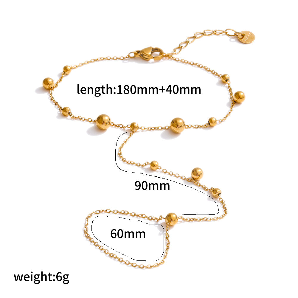 RB06: Stainless Steel Zircon Handchain: Minimalist Golden Dots