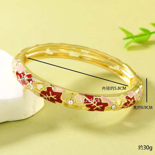 ✨🦢VC174: Vintage Victorian Enamel Bangles : Red Floral 🌸🕯️