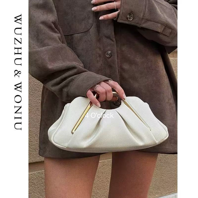Metal Frame Handbag: Off-white