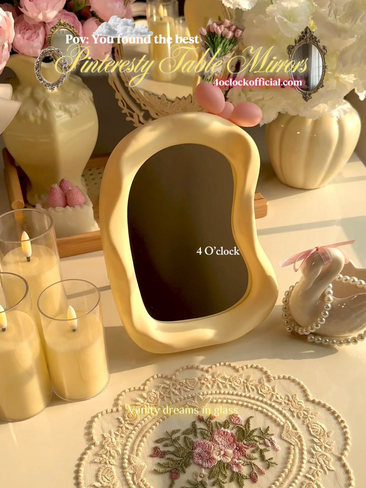M20: Irregular Shaped Bow Mirror: Light Yellow