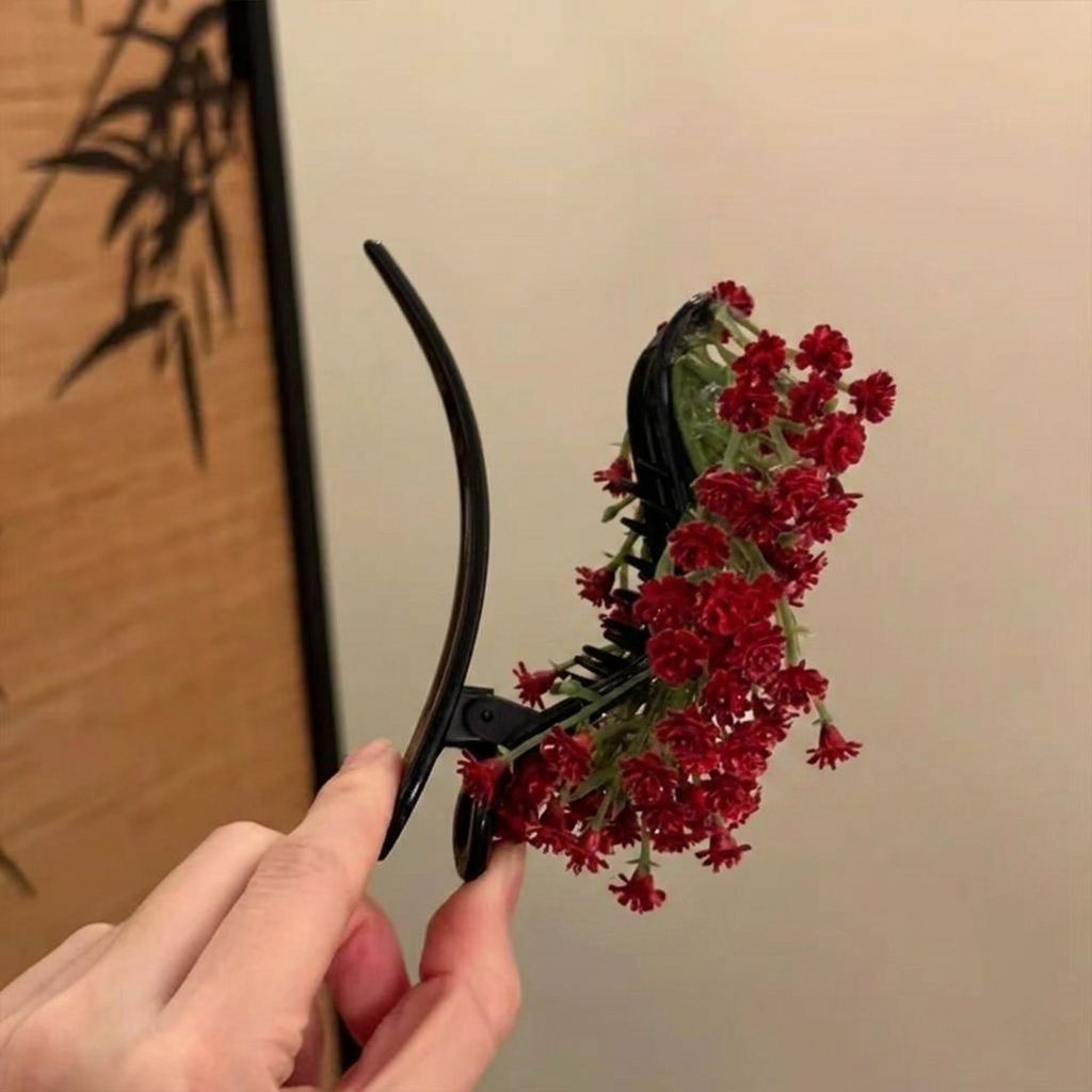 Gypsophila Hair Clip: Red