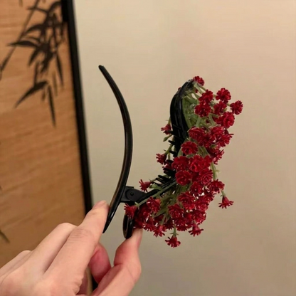 Gypsophila Hair Clip: Red