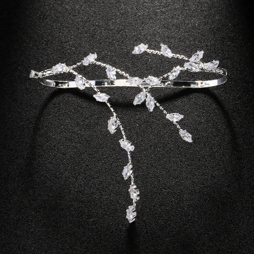 handacc03: Zircon Stone Hand Harness: Silver