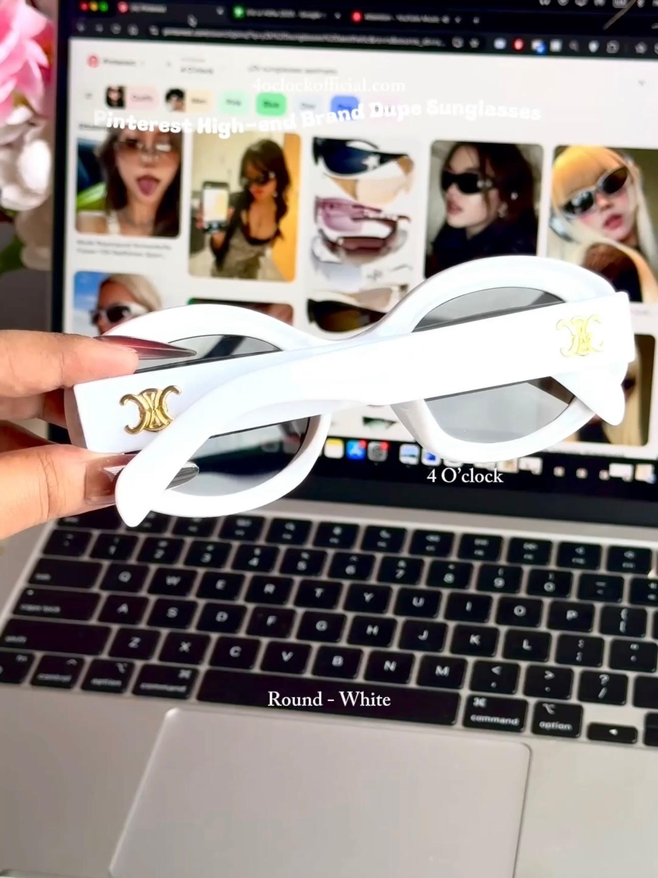 S13: Pinteresty High-End Brand Dupe Round Sunglasses - White (with box)