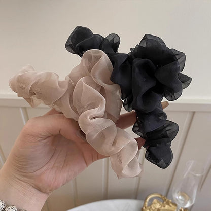 Mesh Ruffle Hairclaw: Coffee