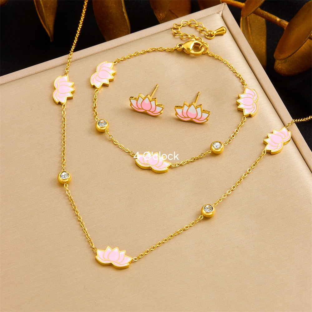 CS25: 18K Gold Plated Premium Stainless Steel Charm Necklace Set
