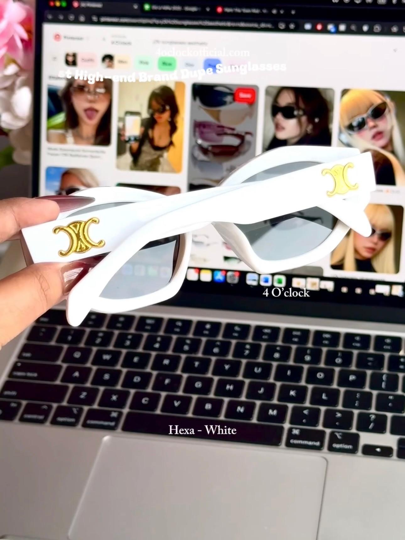 S22: Pinteresty High-End Brand Dupe Sunglasses - White (with box)