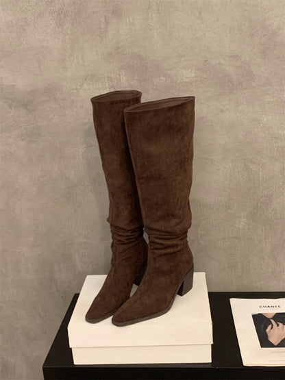 Seude Knee High Boots:  Brown, Black, Khaki (PRE ORDER ONLY)