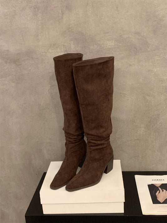 Seude Knee High Boots:  Brown, Black, Khaki (PRE ORDER ONLY)