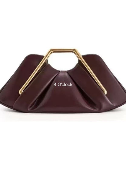 Metal Frame Handbag: Burgundy/Maroon