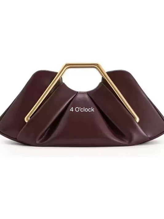 Metal Frame Handbag: Burgundy/Maroon