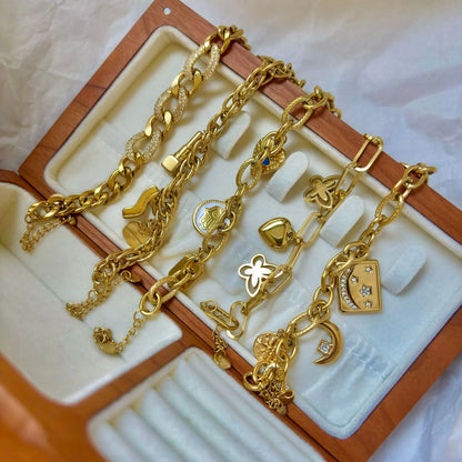 BN30: 18K Gold Plated Premium Stainless Steel Charm Bracelet