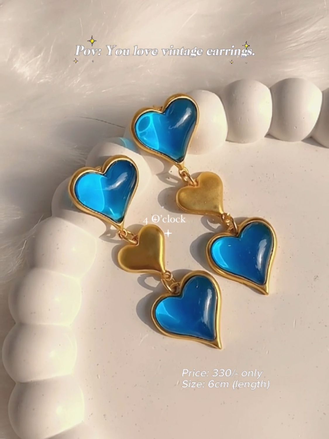 Vintage Earrings: Deep Ocean Heart