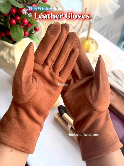 Leather Hand Gloves: Caramel