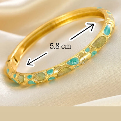 ✨🦢VC145: Vintage Victorian Enamel Bangles : Ivory Confetti 🌸🕯️