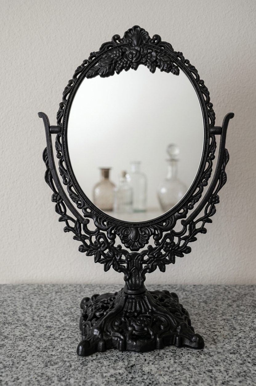 M25: Vintage Mirror: Vintage Oval: Black
