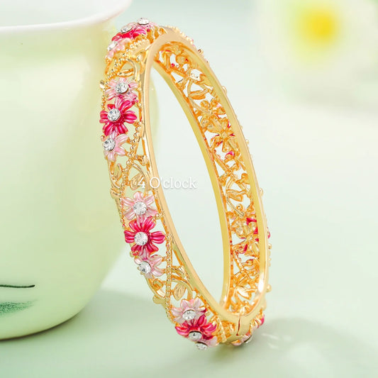 ✨🏰VC11: Cloisonné Vintage Victorian Bangles : Red & Pink 🌸🕯️